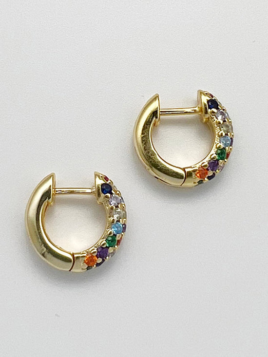 Perseus Multi-Color Silver Hoop Earrings