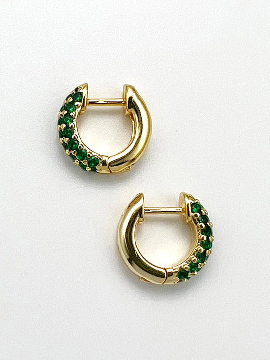 Perseus Emerald Silver Hoop Earrings