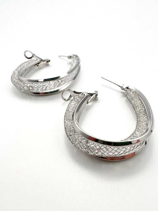 Galactic Silver Copper Hoop Earrings