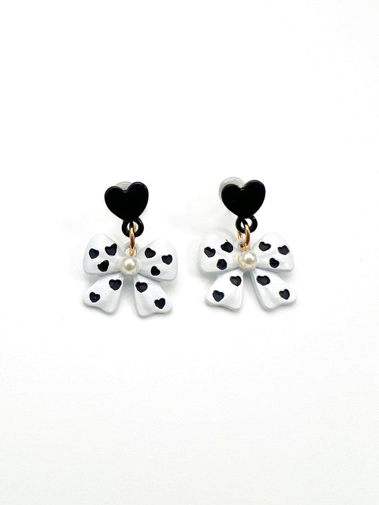 Polka-Fly Dots White Dangle Earrings